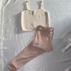 🔥DEALMISSGUIDED Teddy top ( S )+ Billabong teddy light mauve pant( S) setbundle